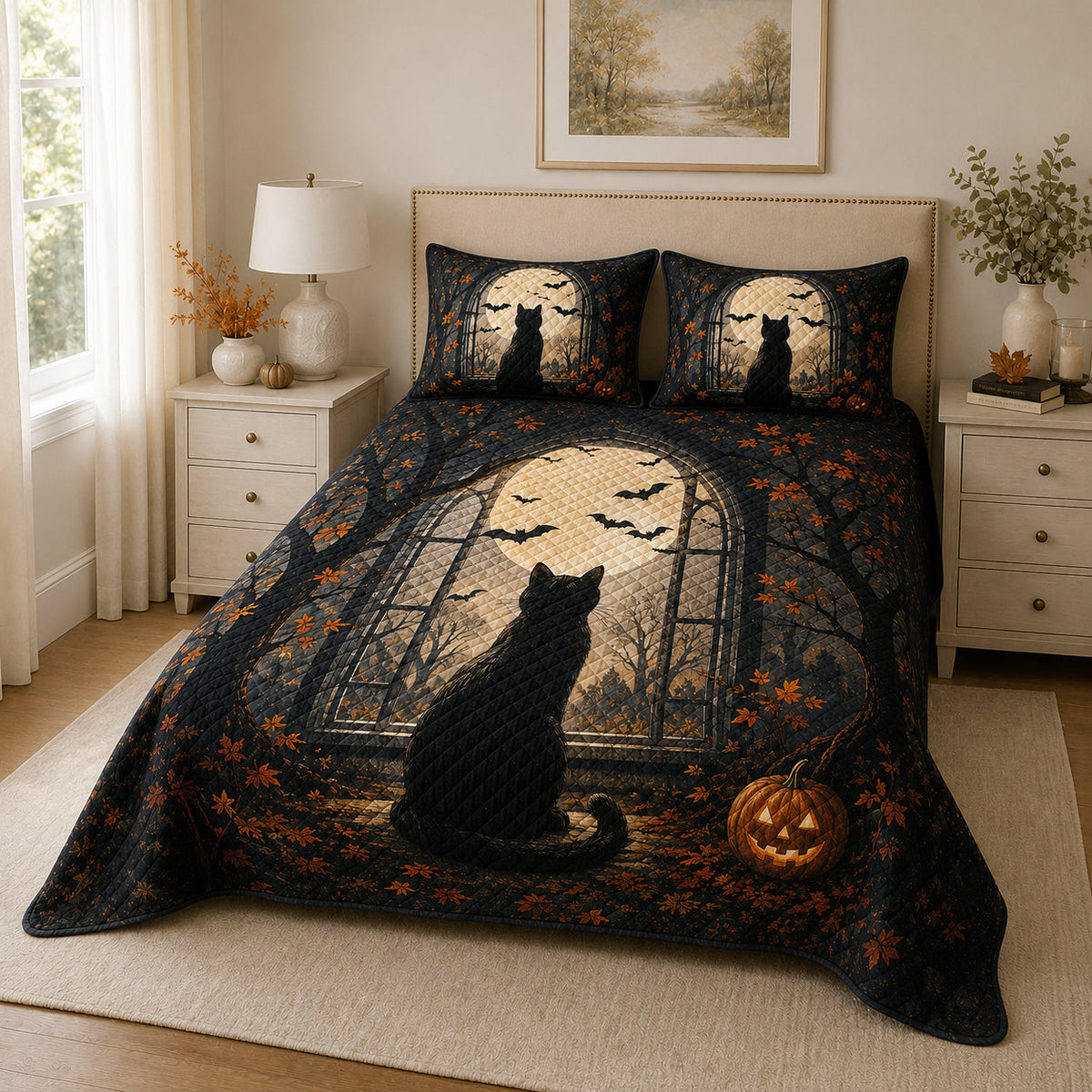 Black Cat Halloween Quilt Set – additional view 1