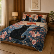 Black Cat Japanese Sakura Mount Fuji Quilt Set – additional view 1