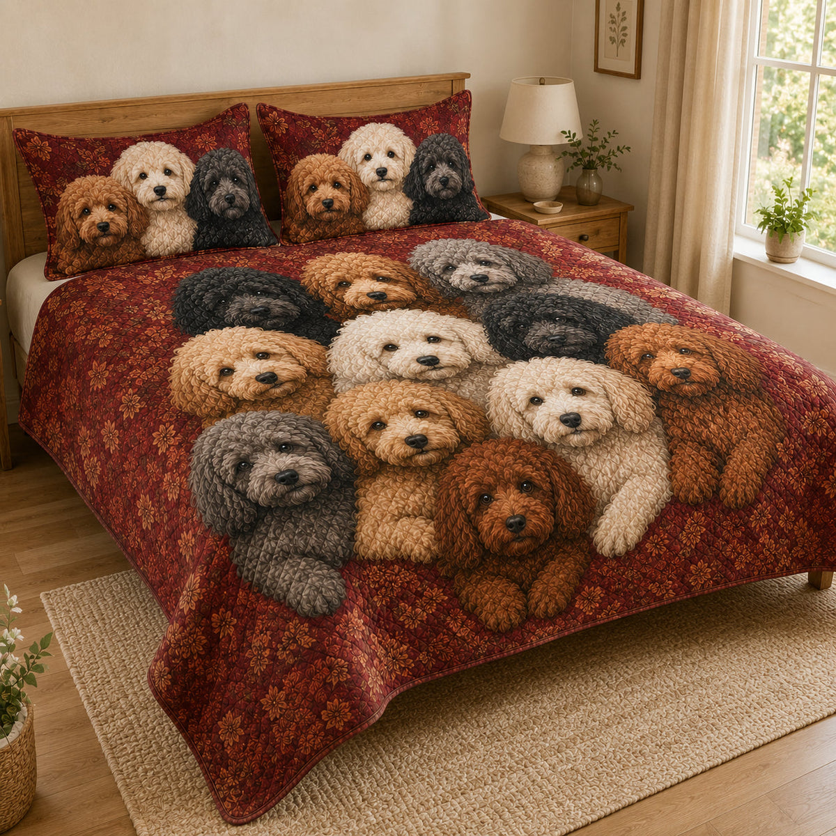 Colorful Poodle Portrait Quilt Set – additional view 1