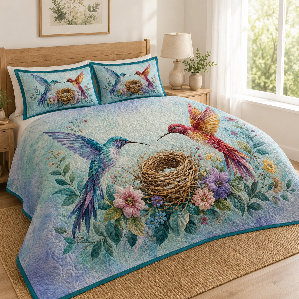 Hummingbird Nest Floral Quilt Set – additional view 1