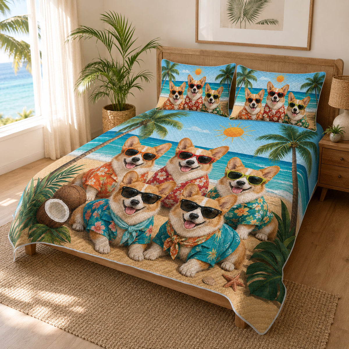 Corgi Summer Beach Quilt Set – additional view 1