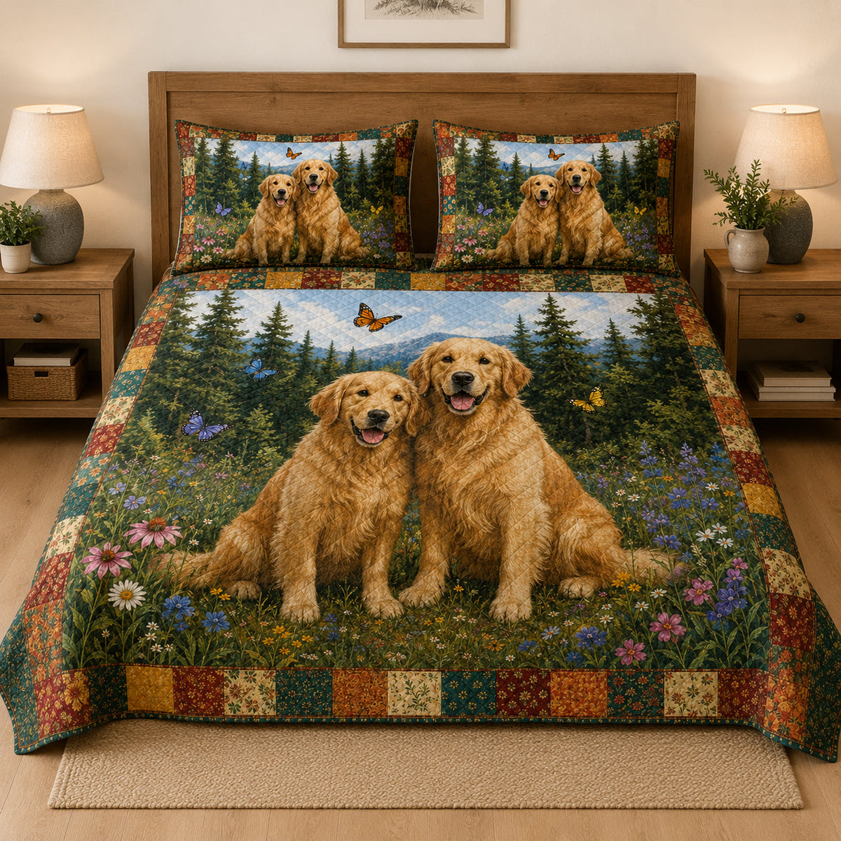 Golden Retriever Wildflower Meadow Quilt Set – additional view 3