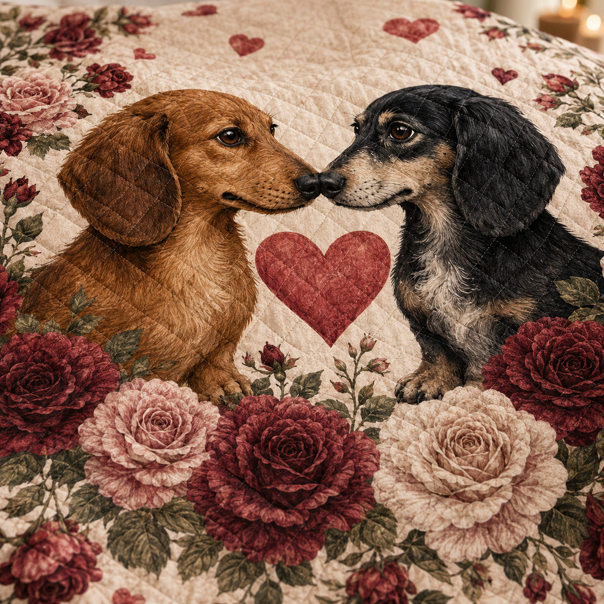 Dachshund Valentine Roses Quilt Set – additional view 2