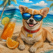 Summer Chihuahua Tropical Beach Quilt Set