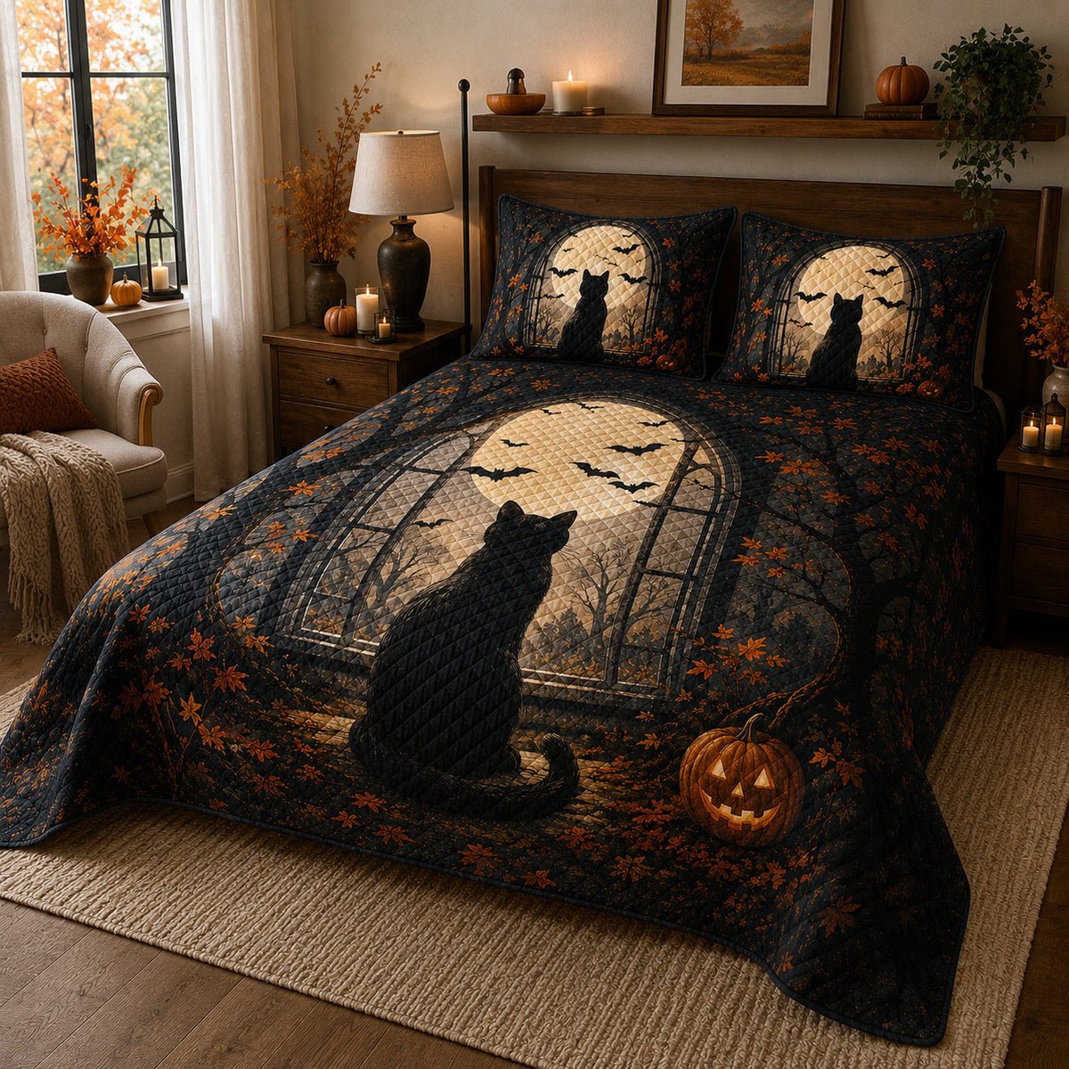Black Cat Halloween Quilt Set – additional view 2