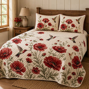 Hummingbird Poppy Floral Quilt Set – additional view 2