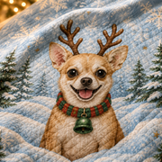 Christmas Chihuahua Reindeer Winter Quilt Set