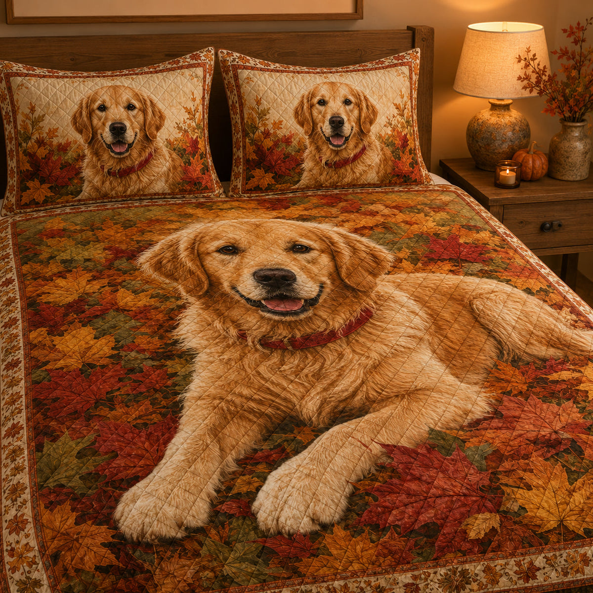 Golden Retriever Autumn Leaves Quilt Set – additional view 2