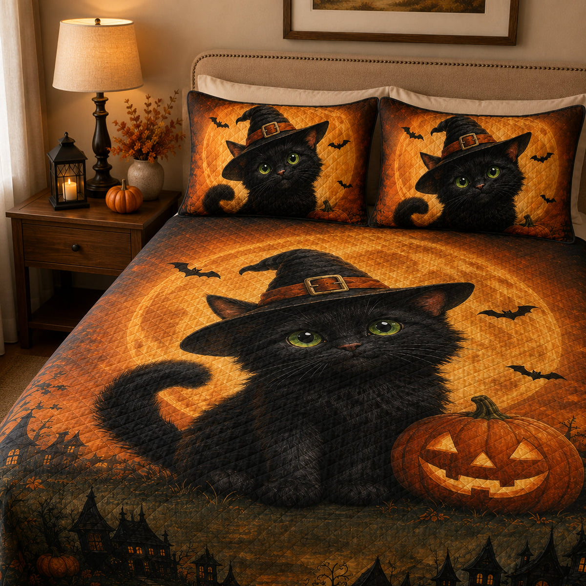 Black Cat Halloween Quilt Set – additional view 2