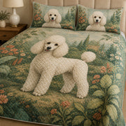 White Poodle Floral Quilt Set – additional view 2