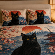 Black Cat Japanese Sakura Mount Fuji Quilt Set – additional view 2
