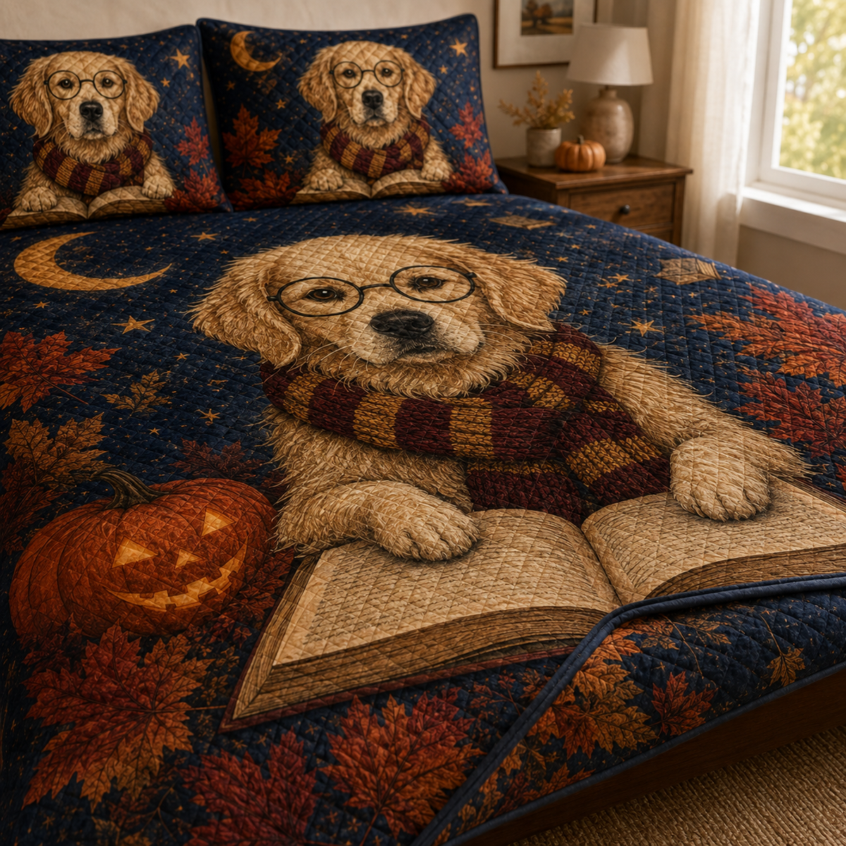 Golden Retriever Fall Quilt Set