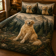 Golden Retriever Mountain Forest Quilt Set