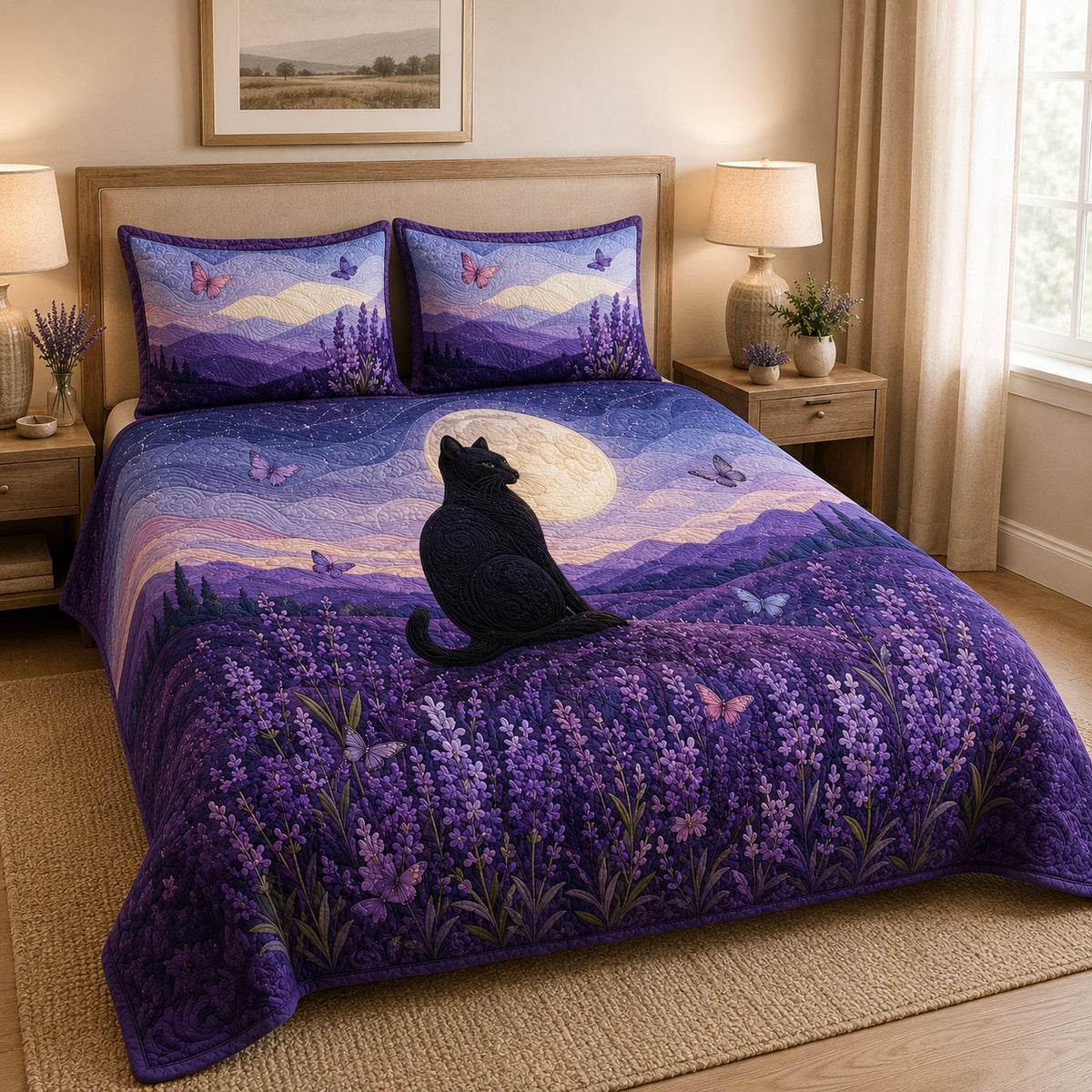 Black Cat Lavender Moon Quilt Set – additional view 2