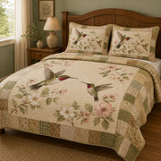 Hummingbird Floral Patchwork Quilt Set – additional view 2