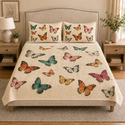 Colorful Butterfly Quilt Set: angled bedroom view showing Colorful Butterfly