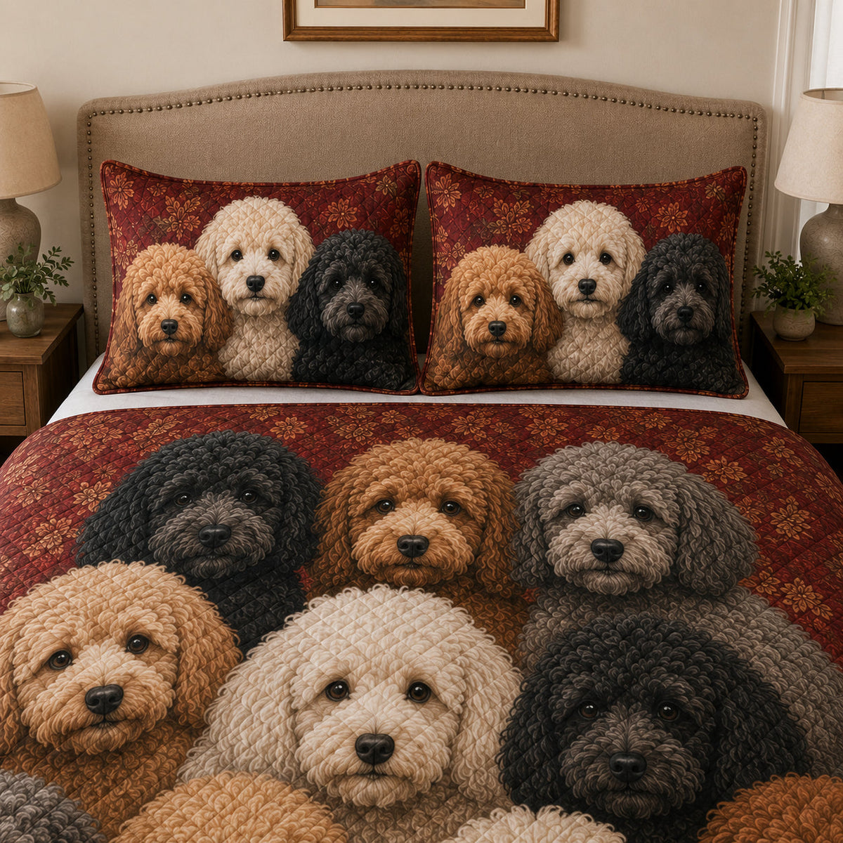 Colorful Poodle Portrait Quilt Set – additional view 2