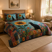 Black Cat Sunflower Floral Quilt Set – additional view 3