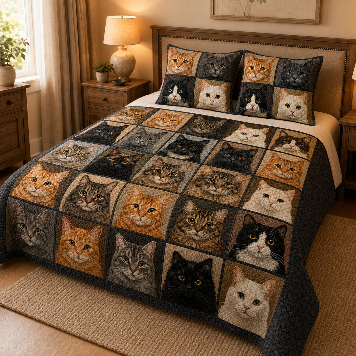 Cat Portrait Patchwork Quilt Set – additional view 2