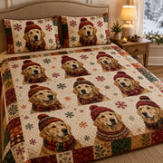 Golden Retriever Santa Pattern Christmas Quilt Set – additional view 1