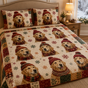 Golden Retriever Christmas Quilt Set