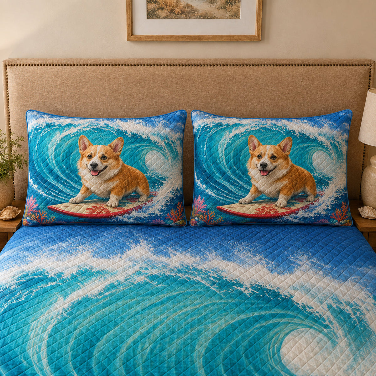 Corgi Surfing Ocean Quilt Set – additional view 2
