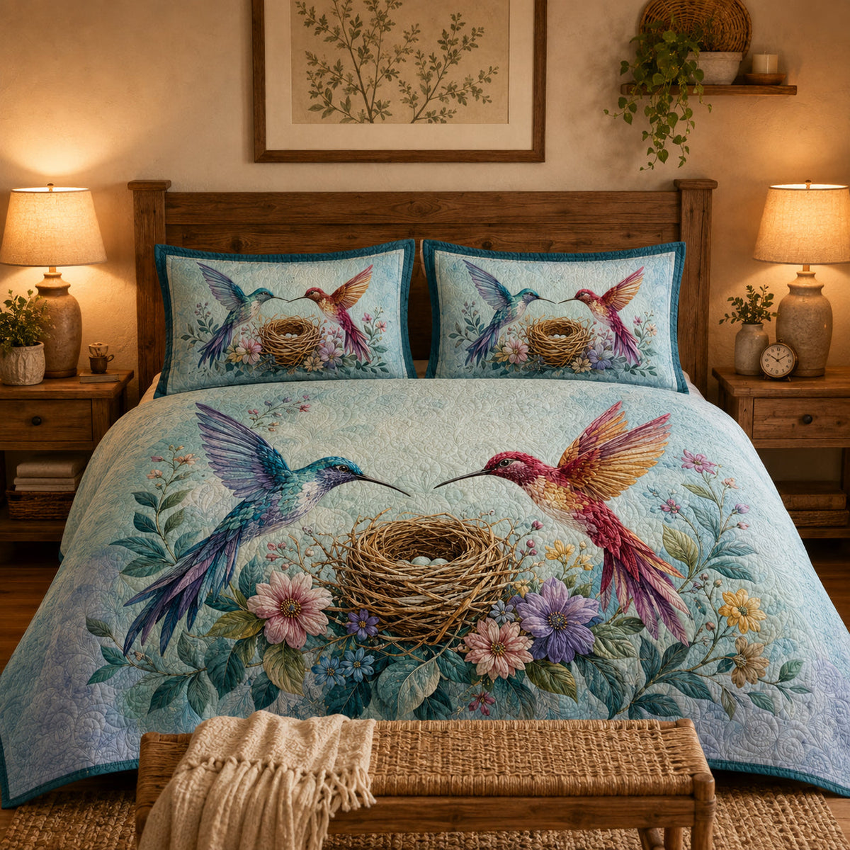 Hummingbird Nest Floral Quilt Set – additional view 2