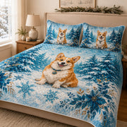 Corgi Snowy Forest Winter Quilt Set – additional view 2