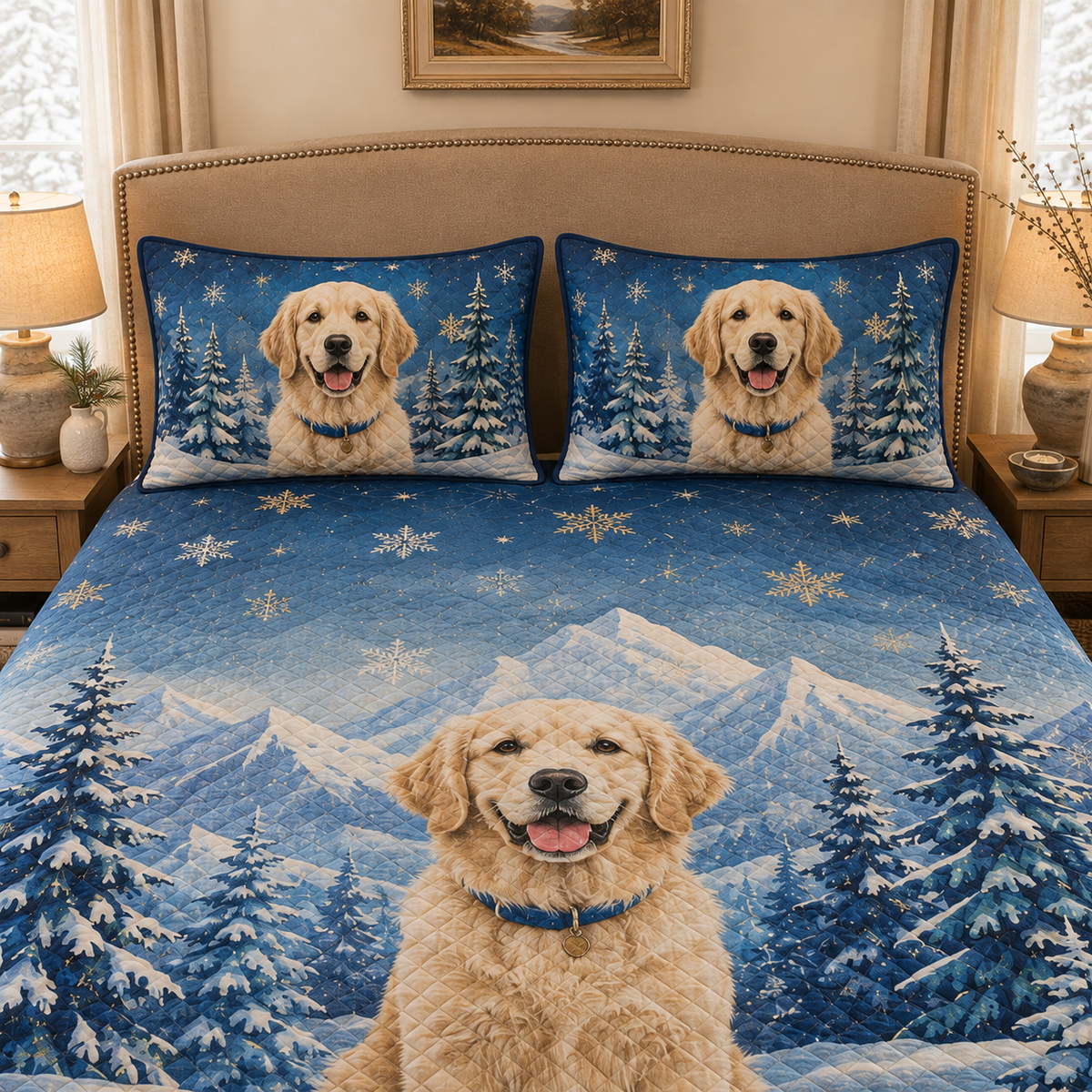 Golden Retriever Winter Quilt Set