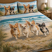 Chihuahua Puppies Running Beach Quilt Set – additional view 3