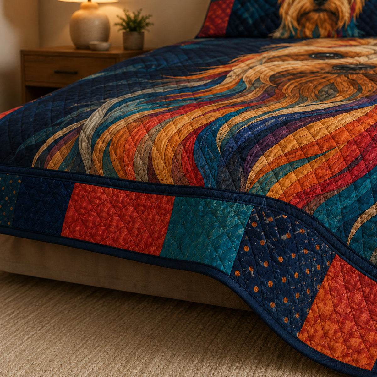 Colorful Yorkshire Terrier Patchwork Quilt Set – additional view 3
