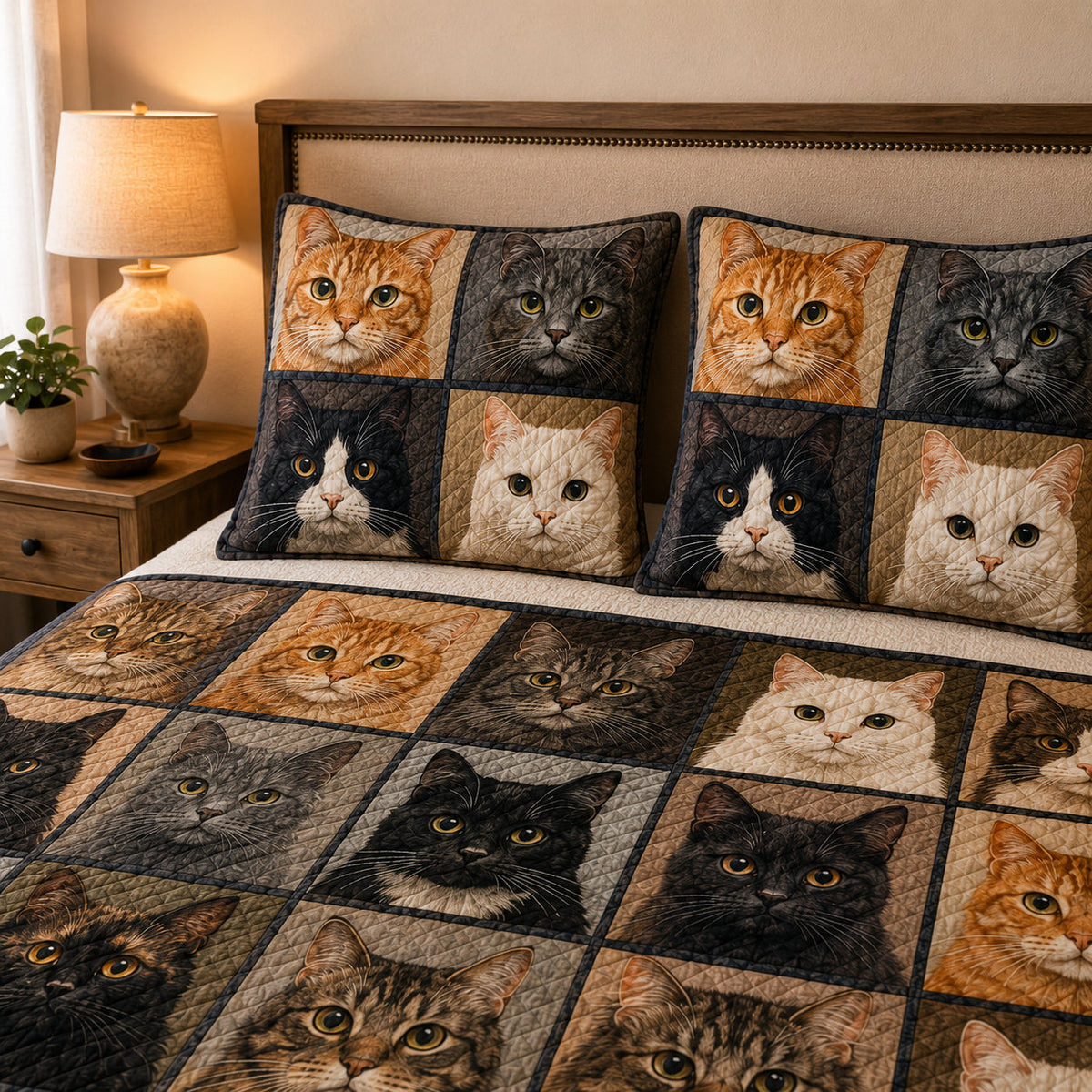 Cat Portrait Patchwork Quilt Set – additional view 3