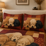 Golden Retriever Puppies Sleeping Quilt Set