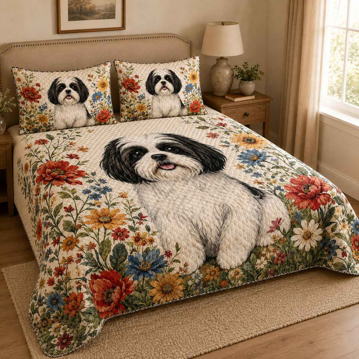 Shih Tzu Floral Quilt Set – additional view 3