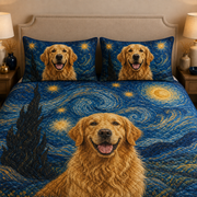 Golden Retriever Starry Night Quilt Set