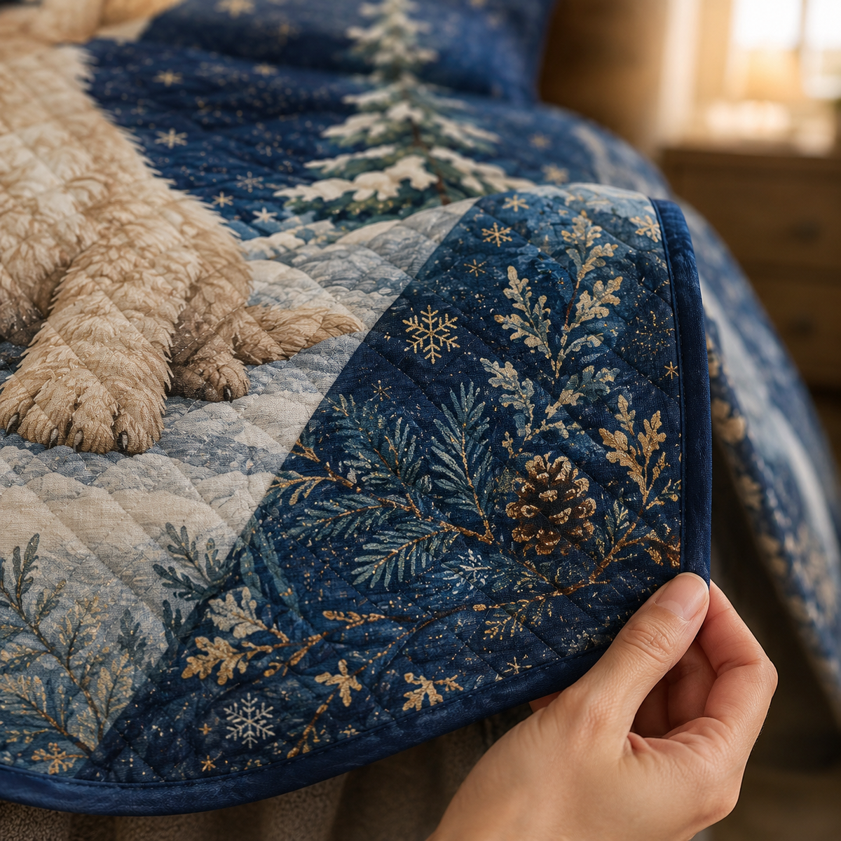 Golden Retriever Christmas Quilt  Set