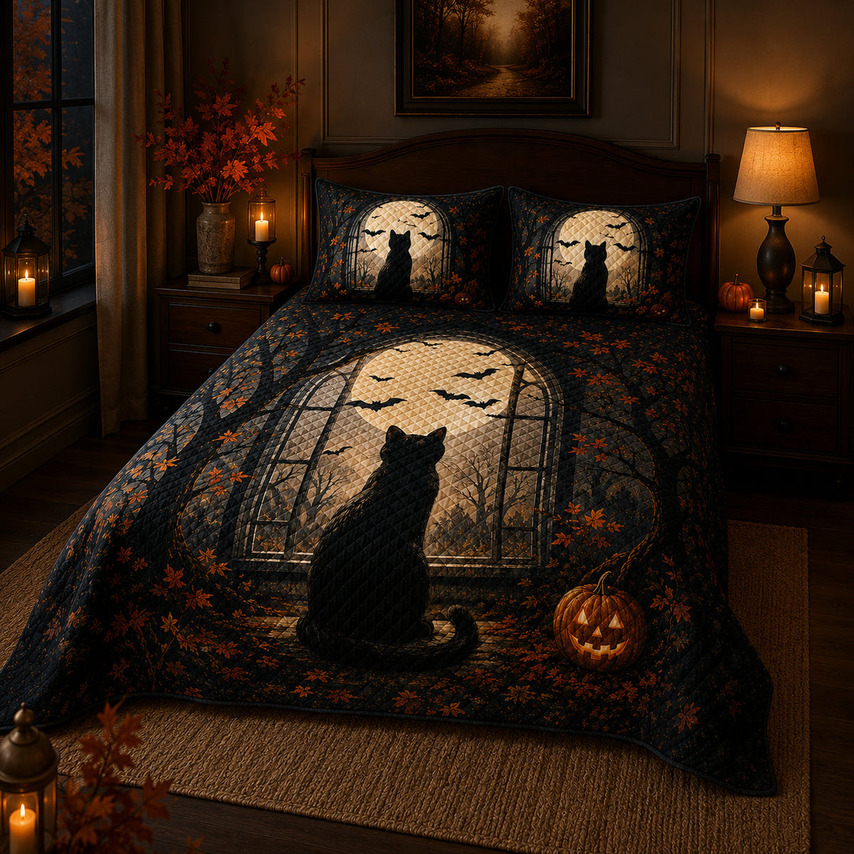 Black Cat Halloween Quilt Set – additional view 3