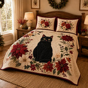 Black Cat Christmas Poinsettia Quilt Set – additional view 3