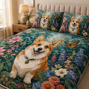 Corgi Butterfly Floral Garden Quilt Set – additional view 3
