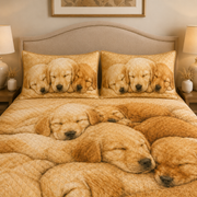 Golden Retriever Puppies Quilt Set