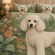 White Poodle Floral Quilt Set – additional view 3