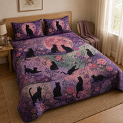 Black Cat Floral Moon Quilt Set – additional view 3