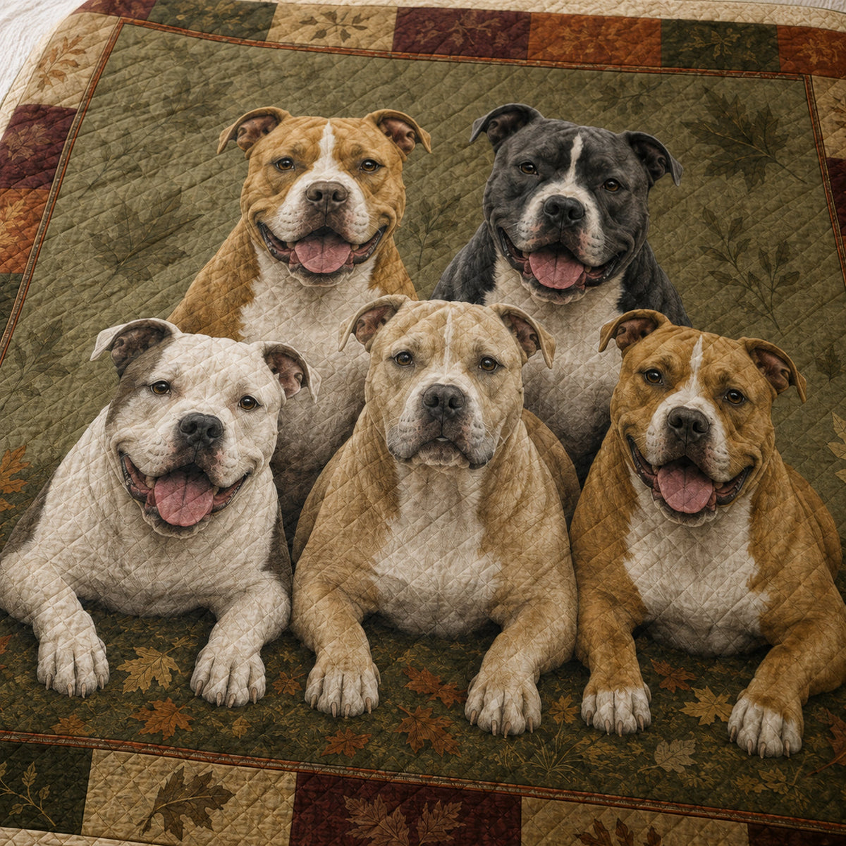 American Pit Bull Autumn Patchwork Quilt Set – additional view 3