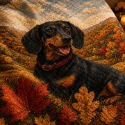Autumn Dachshund Mountain Landscape Quilt Set
