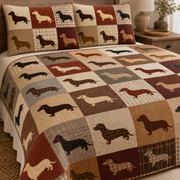 Dachshund Dog Rustic Farmhouse Quilt Set