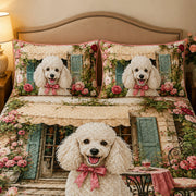White Poodle Floral Quilt Set – additional view 3