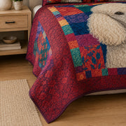 White Standard Poodle Colorful Patchwork Quilt Set – additional view 1