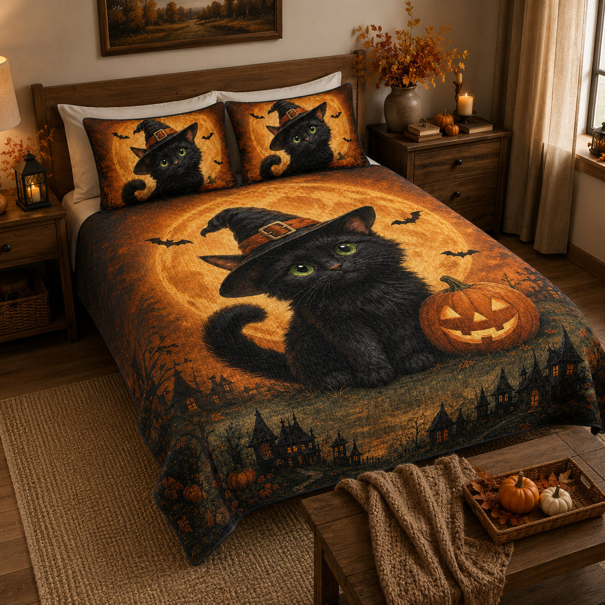 Black Cat Halloween Quilt Set – additional view 3