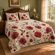 Hummingbird Poppy Floral Quilt Set – additional view 3