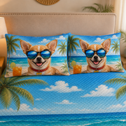 Summer Chihuahua Tropical Beach Quilt Set